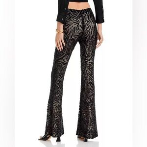 L'AGENCE Honor Flared Sequins Pant in Black size 2
